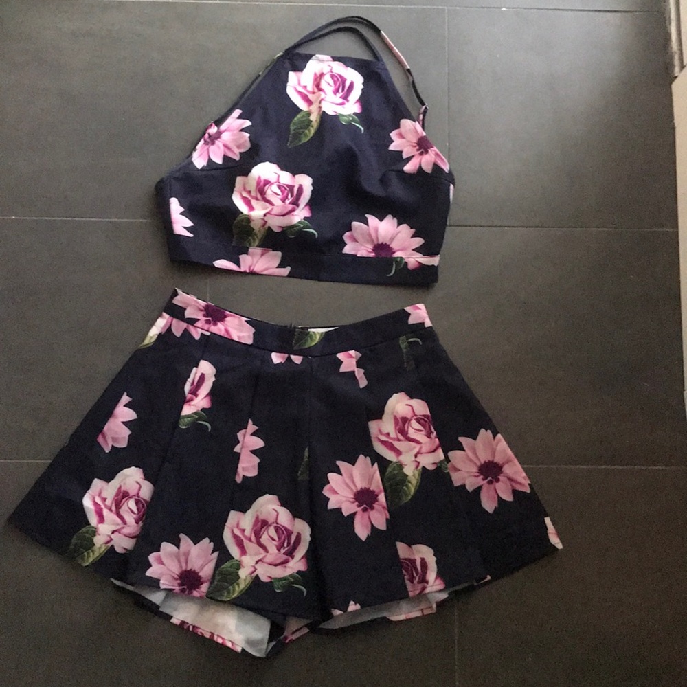 Two piece floral matching short set